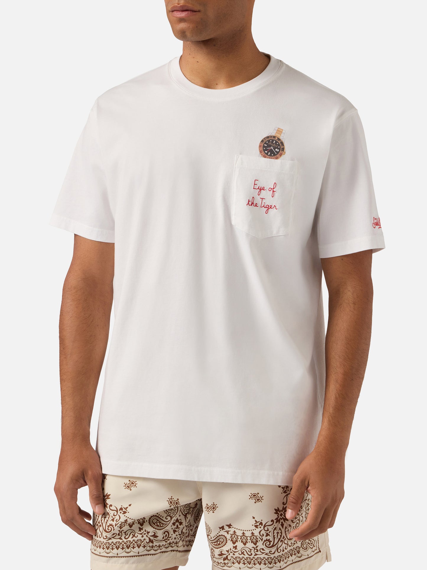 Camiseta Austin blanca con reloj y bordado Eye Of The Tiger 