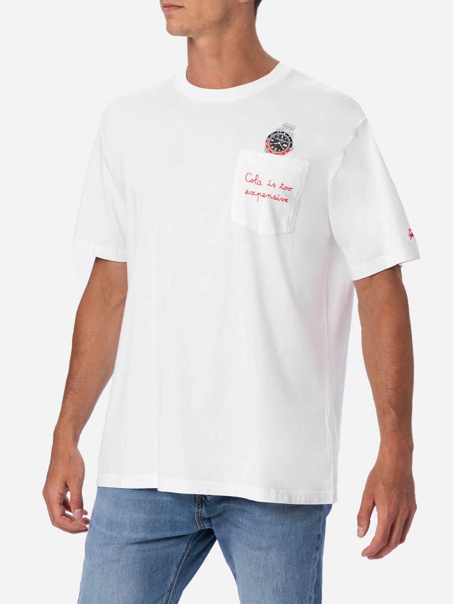Tshirt in cotone Austin con ricamo e stampa orologio