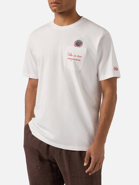 Camiseta Austin blanca con bordado watch y Coke Is Too Expensive 