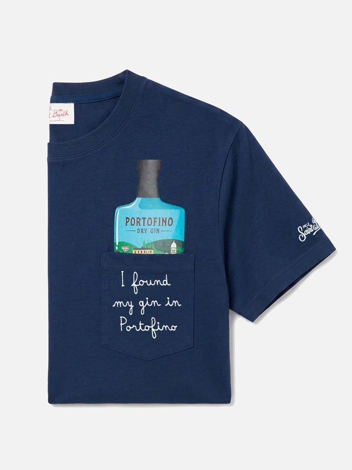 Blaues Austin T-Shirt mit Stickerei I Found My Gin In Portofino | Special Edition 