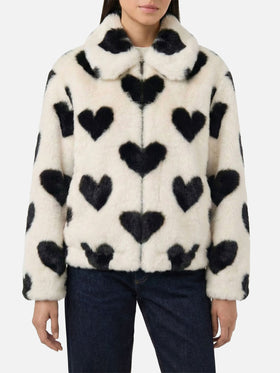 Aveline faux fur jacket with heart print