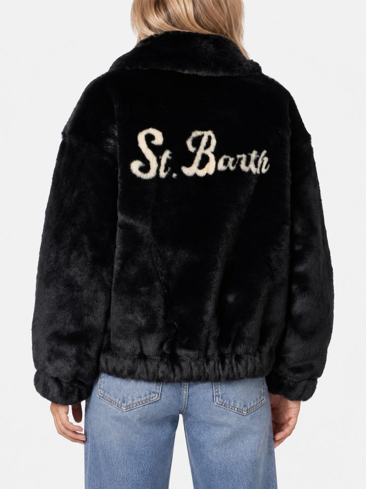 Bomber Aveline de pelo sintético con estampado Saint Barth 