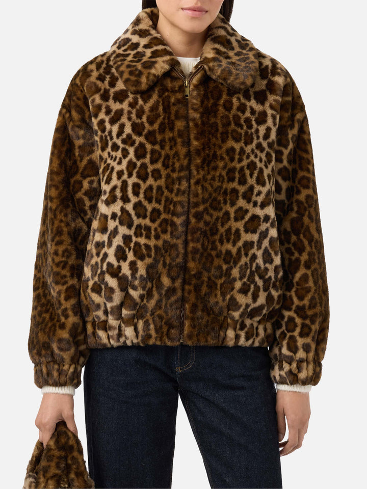 Aveline faux-fur jacket with leopard print