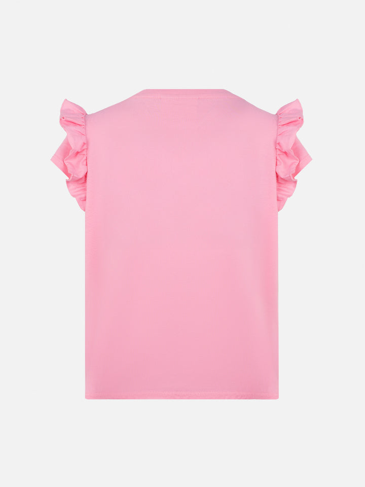 Cotton t-shirt Baby with flounce and Bella e Monella embroidery