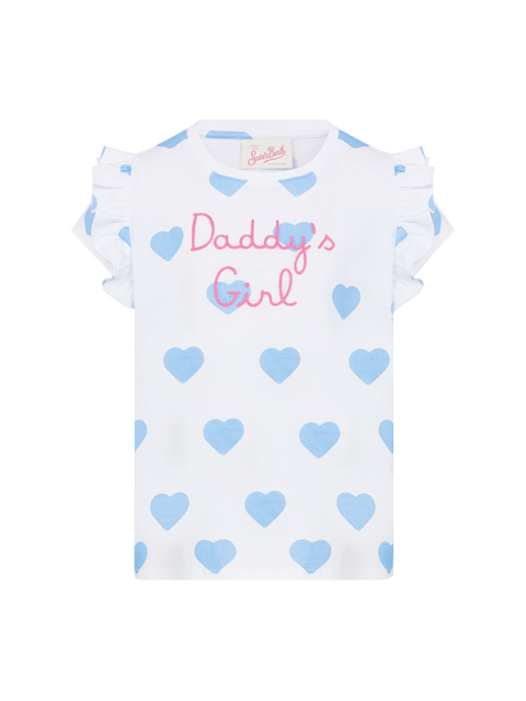 Cotton t-shirt Baby with flounce and Daddy's girl embroidery - MC2 Saint Barth