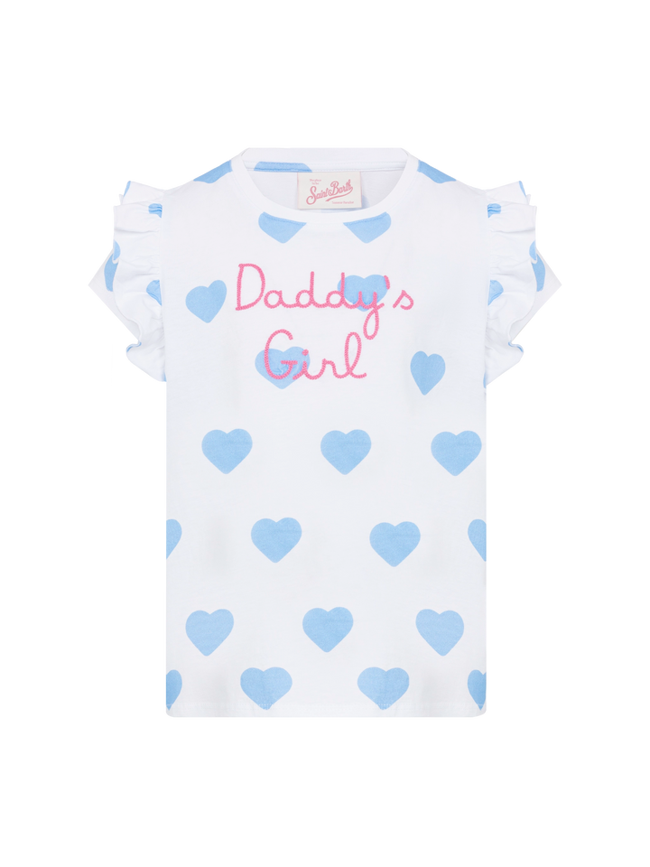 Cotton t-shirt Baby with flounce and Daddy's girl embroidery - MC2 Saint Barth