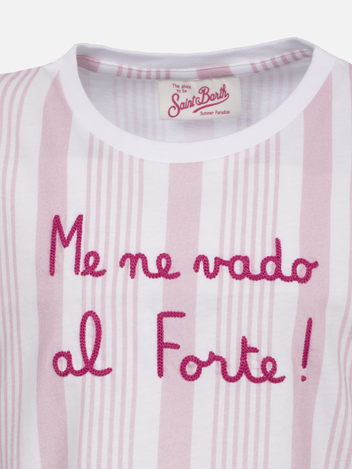 Girl cotton t-shirt with flounce and embroidery - MC2 Saint Barth