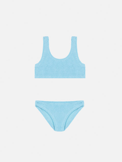 Light blue crinkle classic bralette bikini Baker - MC2 Saint Barth