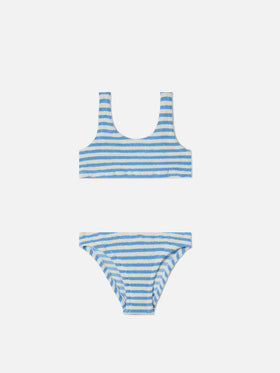 Baker crinkle bikini with blue stripes