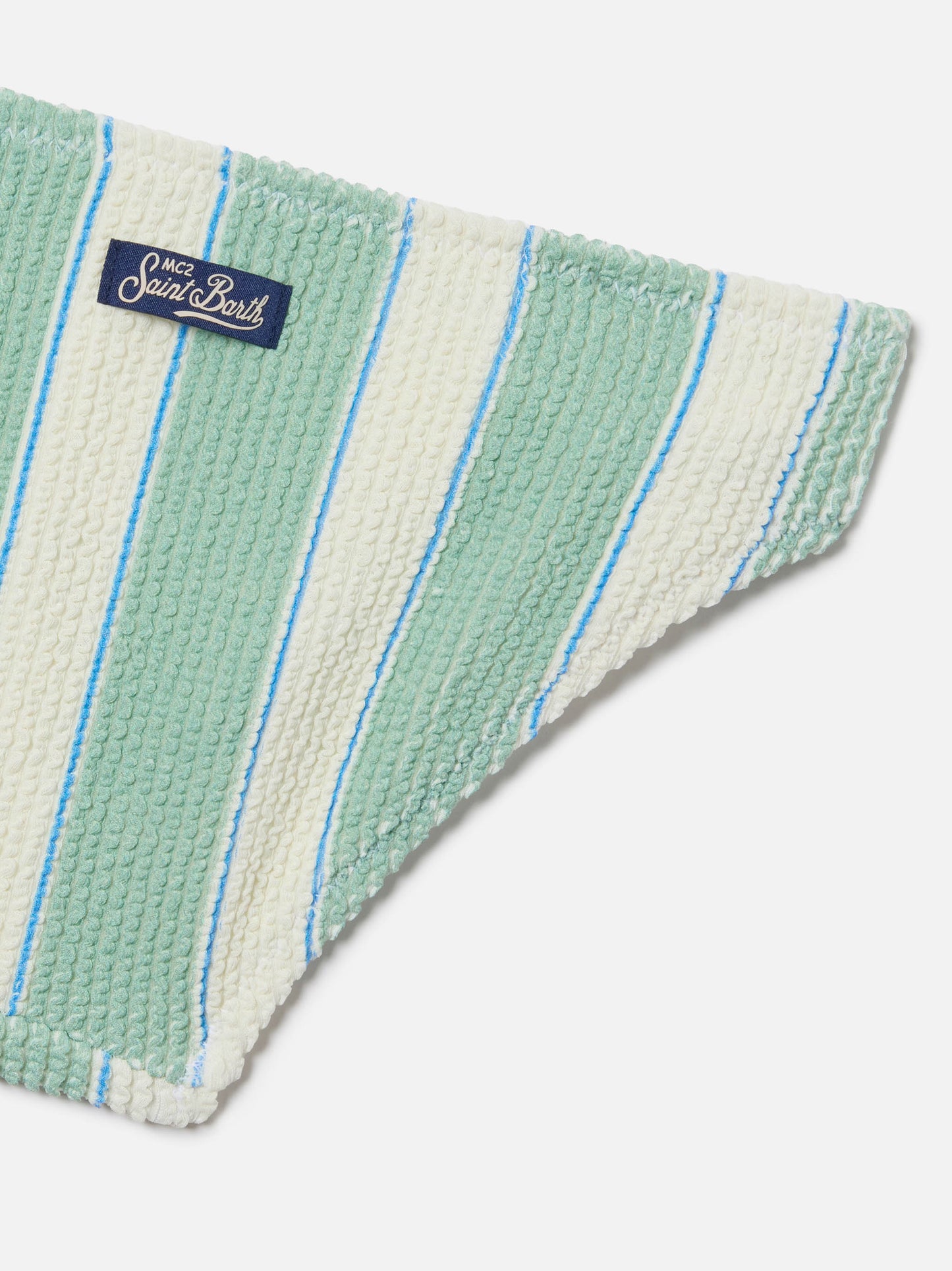 Bikini Baker crinkle con rayas verdes y crema 
