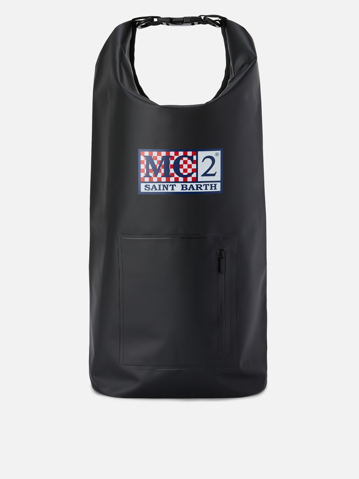 Sac à dos Aqua en PVC noir uni avec logo imprimé 