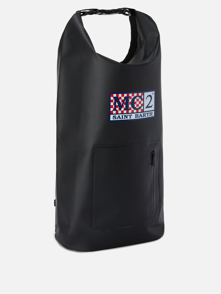 Backpack Aqua backpack in black solid-color PVC with printed logo