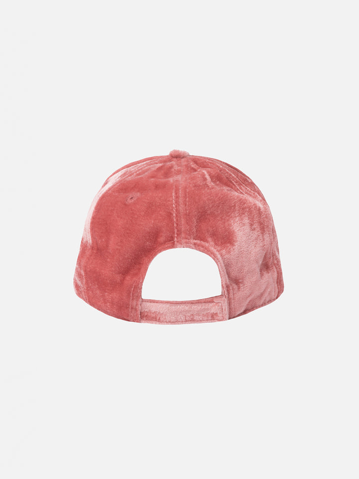 Pink velvet ball cap Baseball with rhinestones logo - MC2 Saint Barth