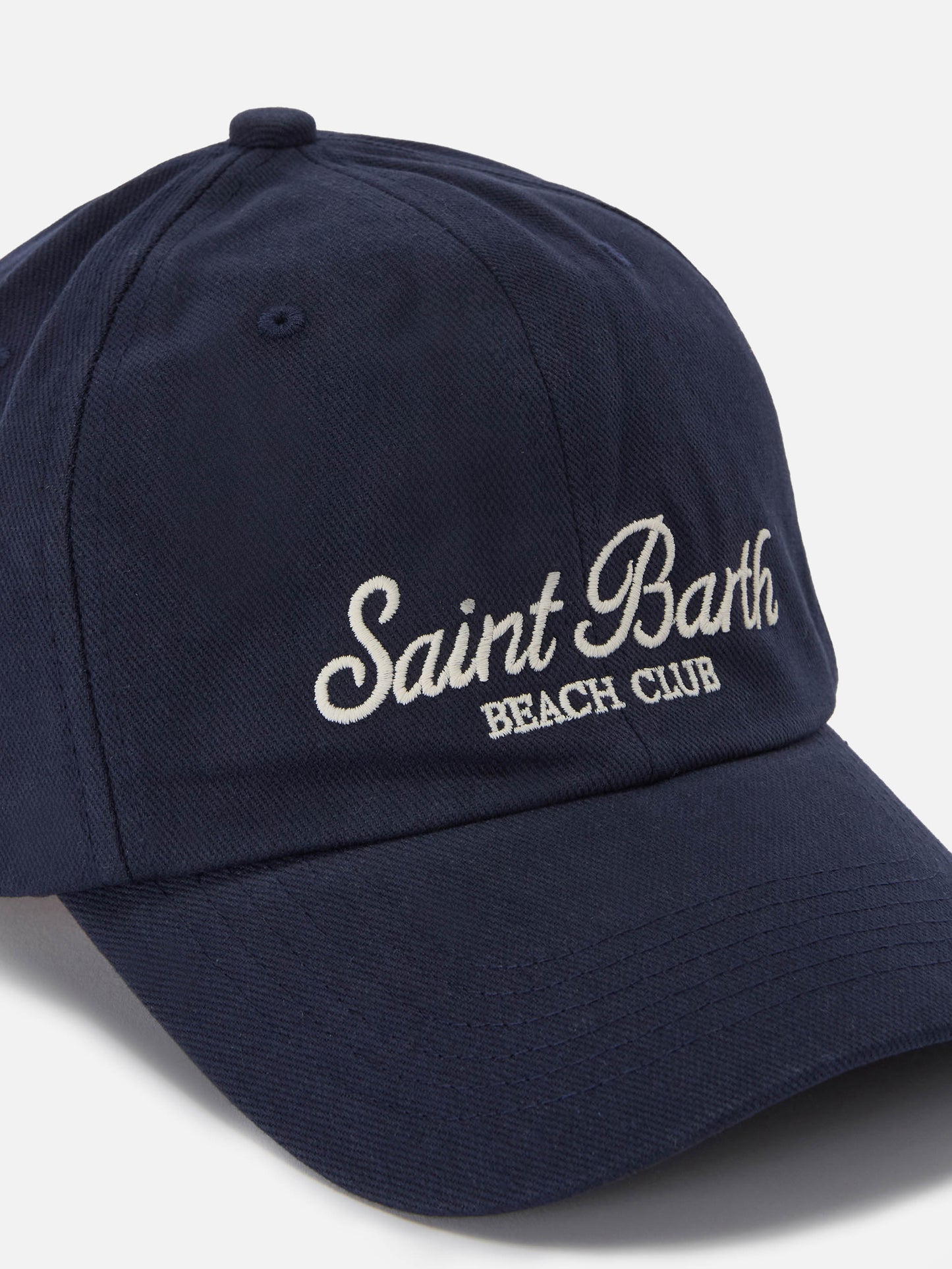 Baseball cap with visor in blue cotton with embroidered logo