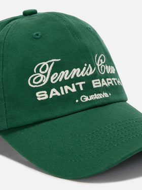 Cappellino Baseball con visiera in cotone verde e ricamo Tennis Crew
