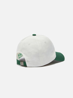 Baseball cap with visor in white and green cotton with Tennis Team patch