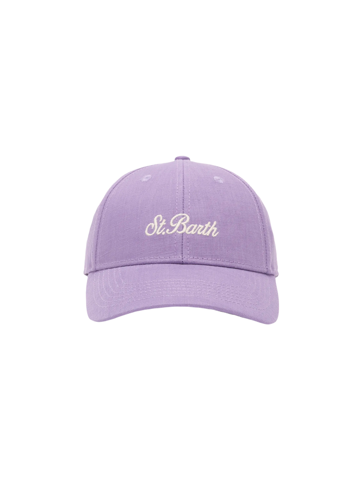 Lilac linen ball cap Baseball Jr with Saint Barth embroidery - MC2 Saint Barth