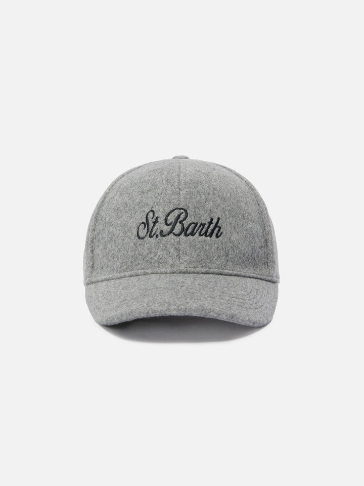 Cappello con visiera Baseball Felt in misto lana grigio