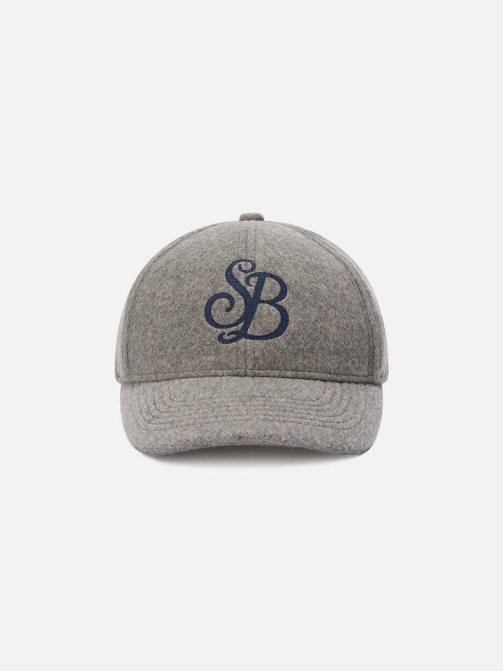 Grey Baseball felt cap with SB monogram embroidery