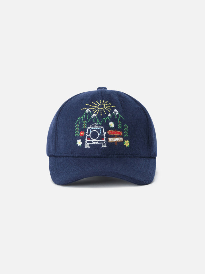 Casquette en feutre bleu marine blue Baseball en mélange de laine avec broderie St. Moritz | Special edition 
