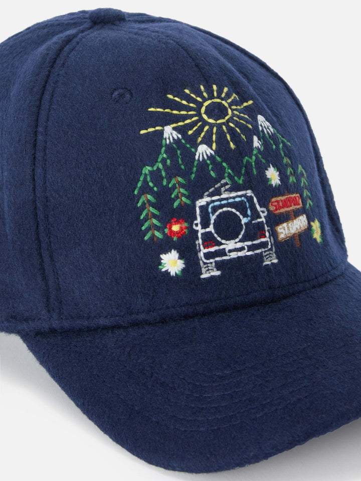 Casquette en feutre bleu marine blue Baseball en mélange de laine avec broderie St. Moritz | Special edition 