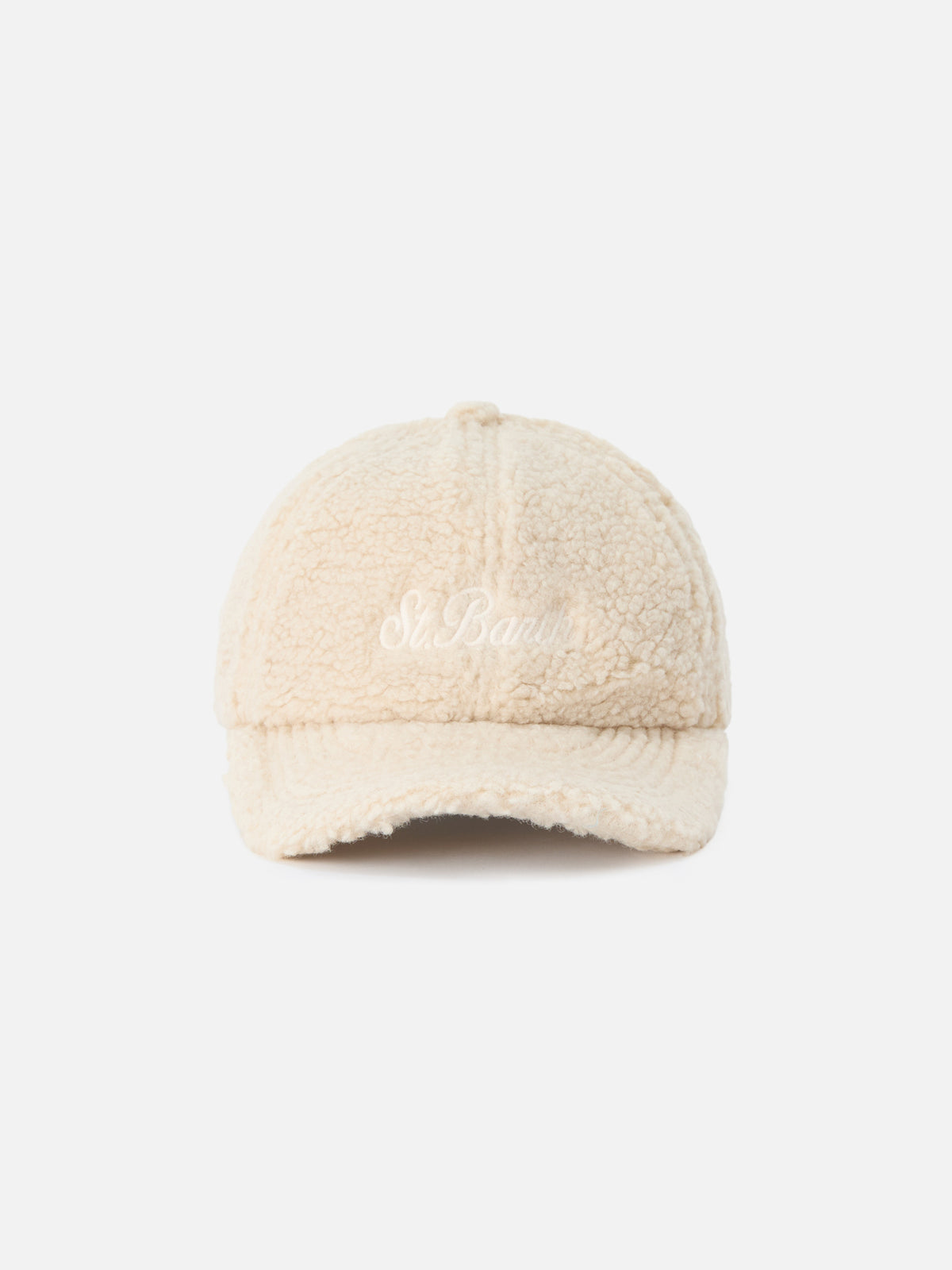 Beige Baseball teddy cap with logo embroidery
