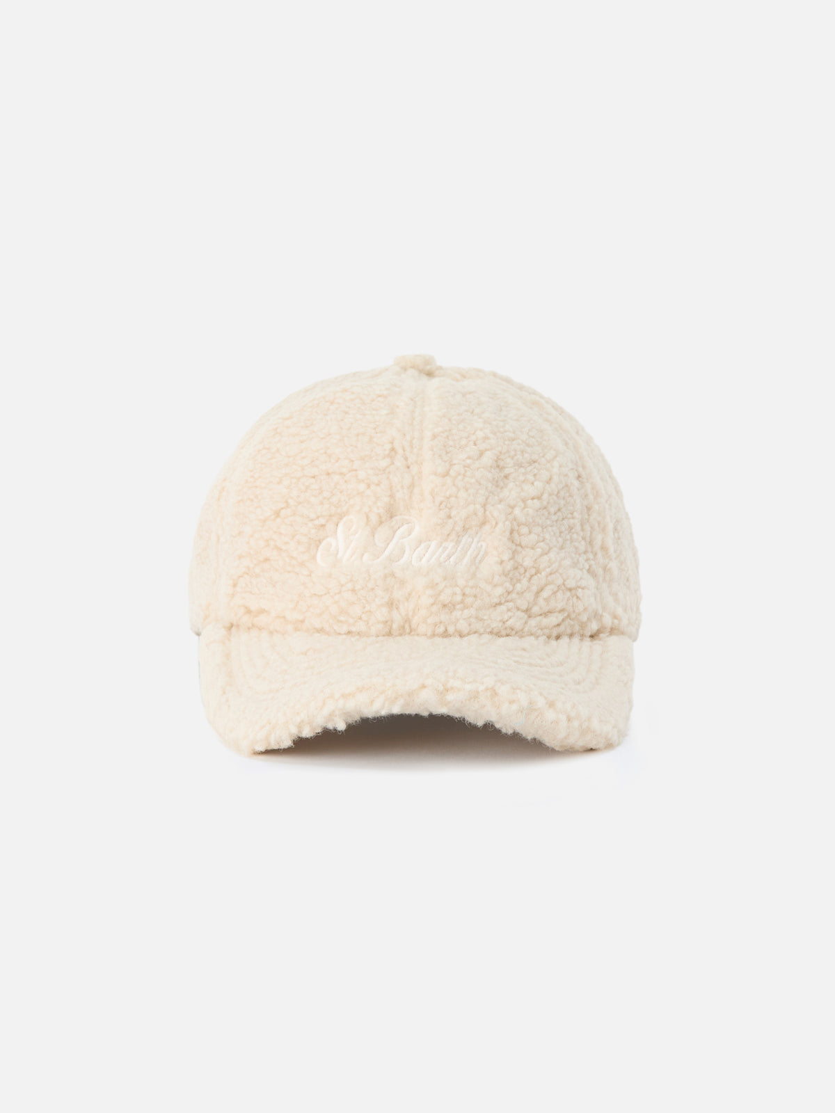 Beige Baseball teddy cap with logo embroidery