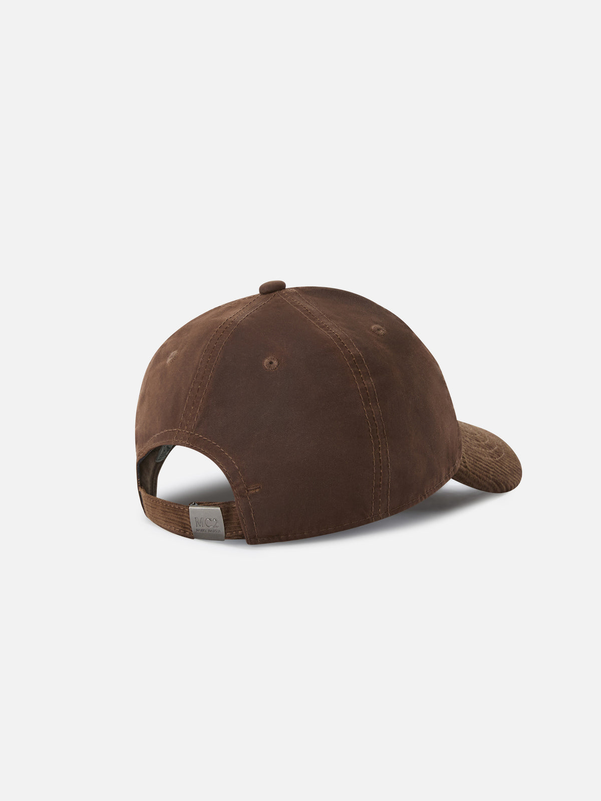 Cappello Baseball marrone in velluto a coste cerato con ricamo logo