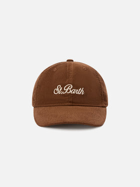 Gorra de pana Beige Baseball con bordado del logo 