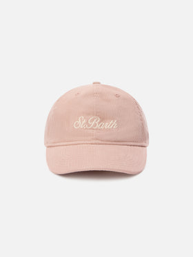 Casquette en velours côtelé rose Baseball avec broderie du logo 