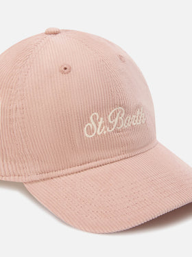 Casquette en velours côtelé rose Baseball avec broderie du logo 