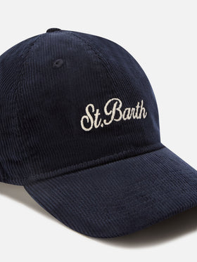 Cappello Baseball blu navy in velluto a coste con ricamo logo