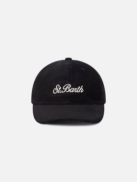Gorra de pana negra Baseball con bordado del logo 