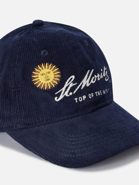 Gorra de pana en azul marino blue Baseball con bordado St. Moritz | Special edition 