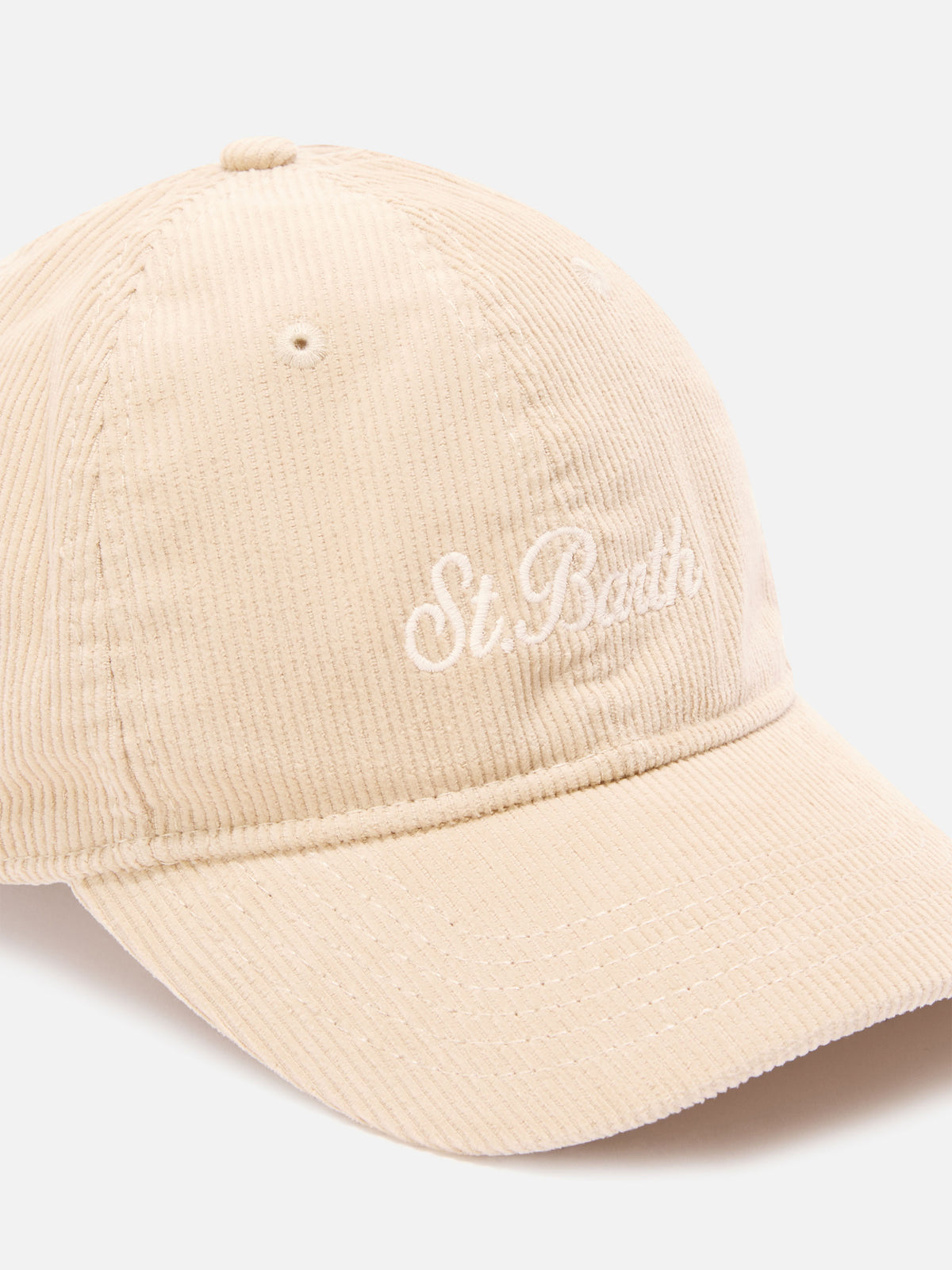 Cappello Baseball beige in velluto a coste con ricamo logo