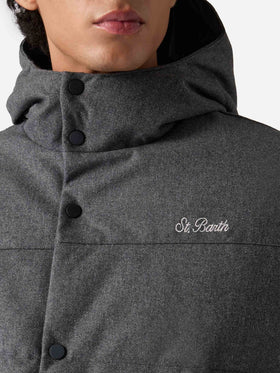 Graue Woll-Daunenjacke mit Kapuze Baxter