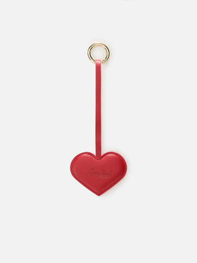 Bolso de piel roja charm con forma de corazón 