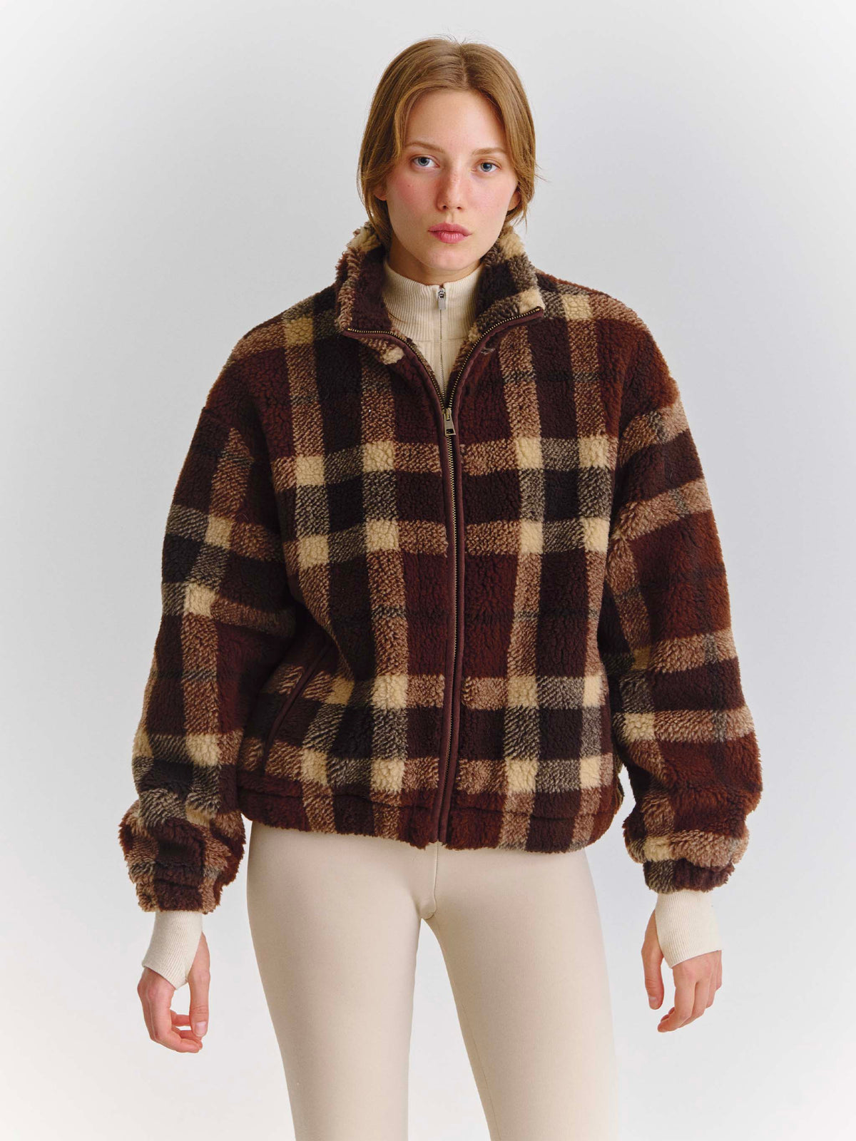 Chaqueta Bercy teddy con estampado tartán 