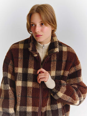 Chaqueta Bercy teddy con estampado tartán 