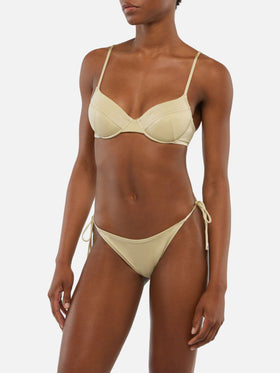 Virgo slip mare classico oro - Bea bralette oro shimmer con ferretto