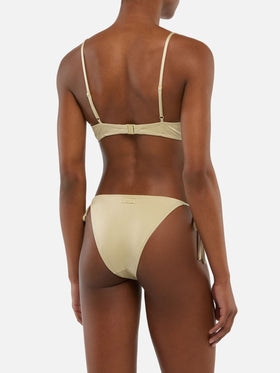 Virgo slip mare classico oro - Bea bralette oro shimmer con ferretto
