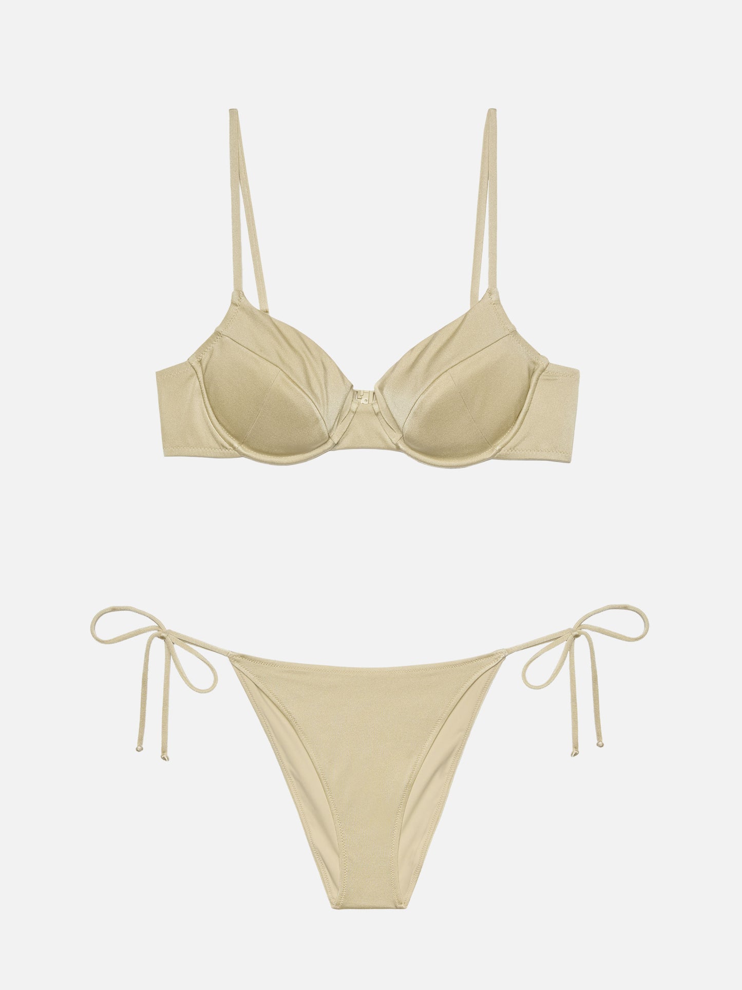 Virgo slip mare classico oro - Bea bralette oro shimmer con ferretto