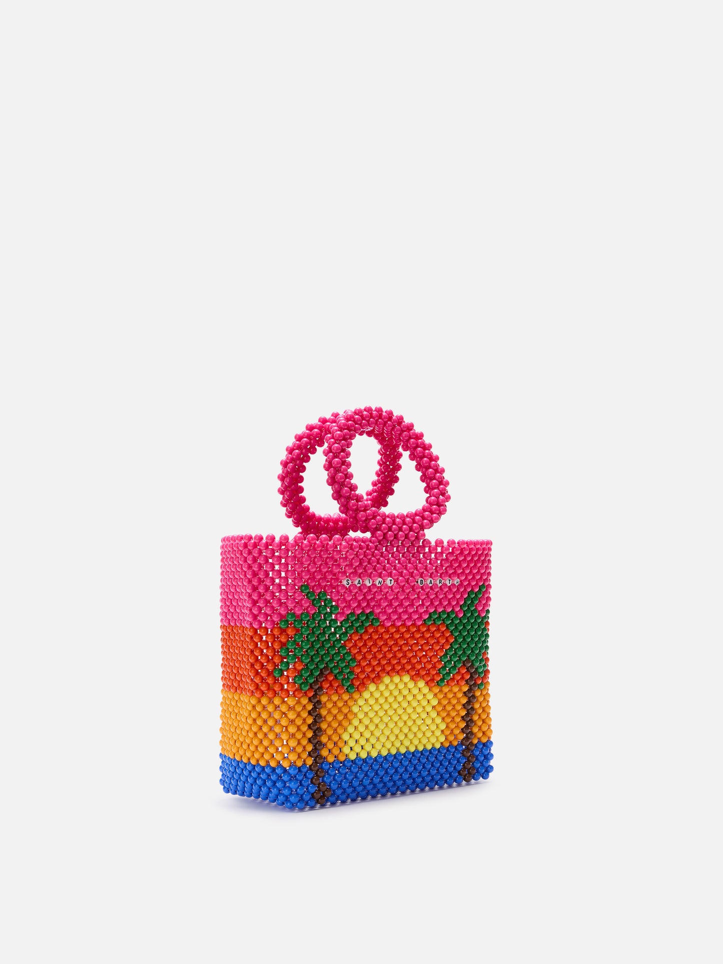 Beaded handbag with stripes