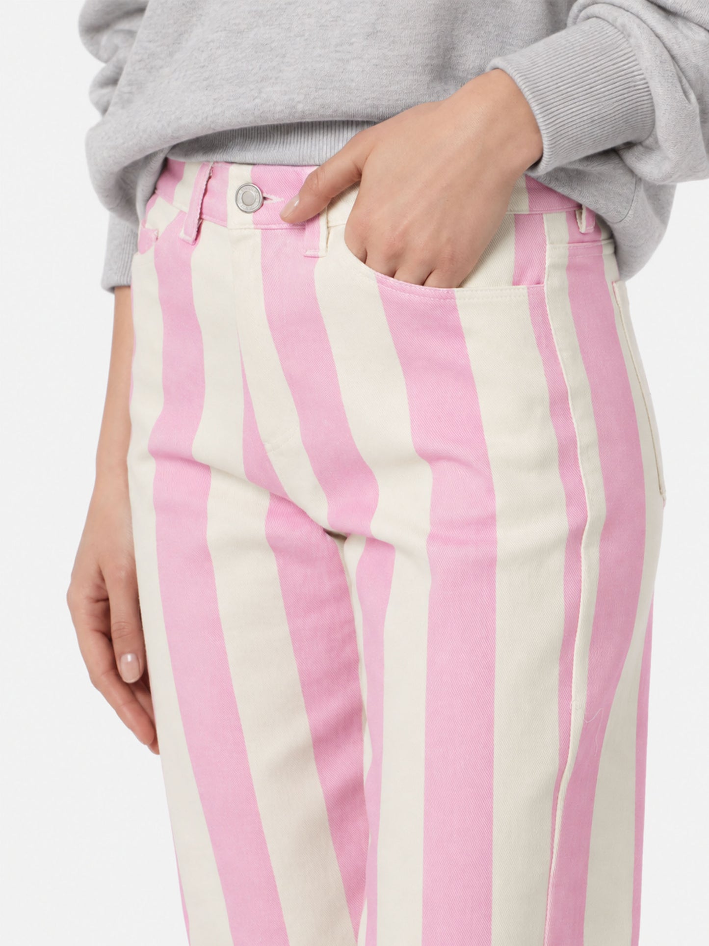 Jeans Belleville denim a righe rosa