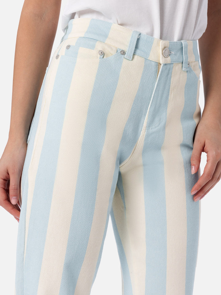 Woman light blue striped print denim Belleville - MC2 Saint Barth