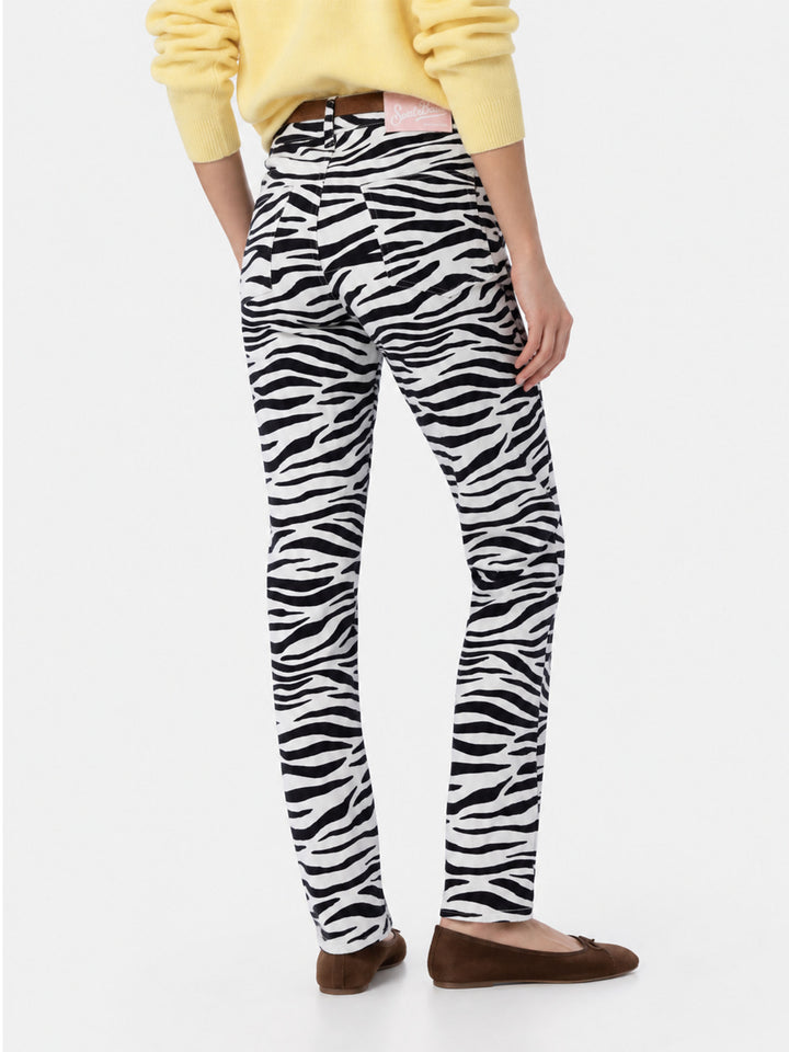Pantalon en denim imprimé zèbre Belleville 