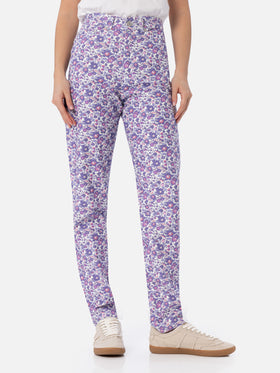 Woman lilac Betsy print denim Belleville | MADE WITH LIBERTY FABRIC - MC2 Saint Barth