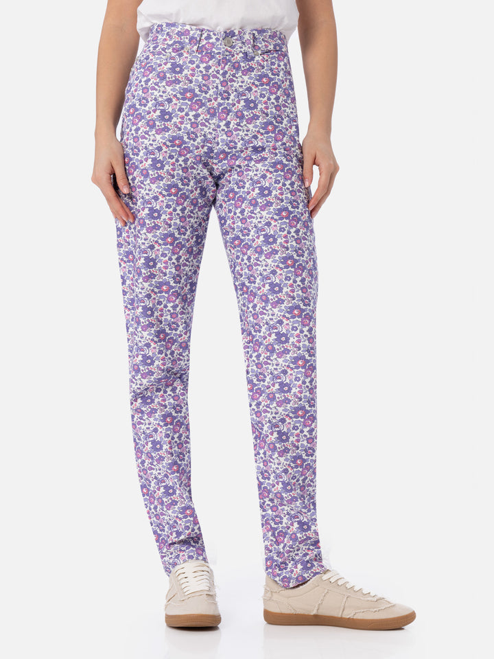 Woman lilac Betsy print denim Belleville | MADE WITH LIBERTY FABRIC - MC2 Saint Barth
