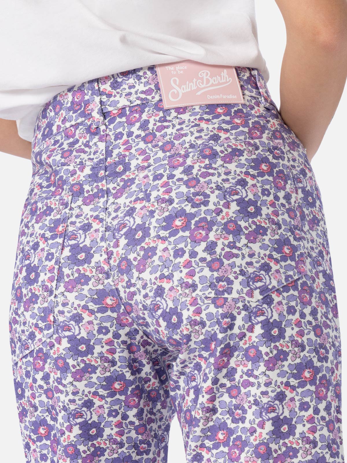 Woman lilac Betsy print denim Belleville | MADE WITH LIBERTY FABRIC - MC2 Saint Barth