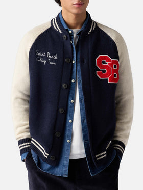 Bomber Benjamin in maglia blu navy stile college